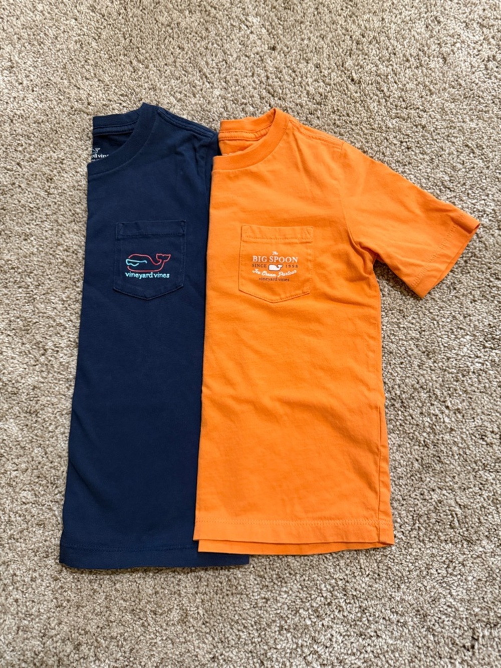 Size 5 - Vineyard Vines Kids Short Sleeve Pocket Tee Duo - Navy & Orange